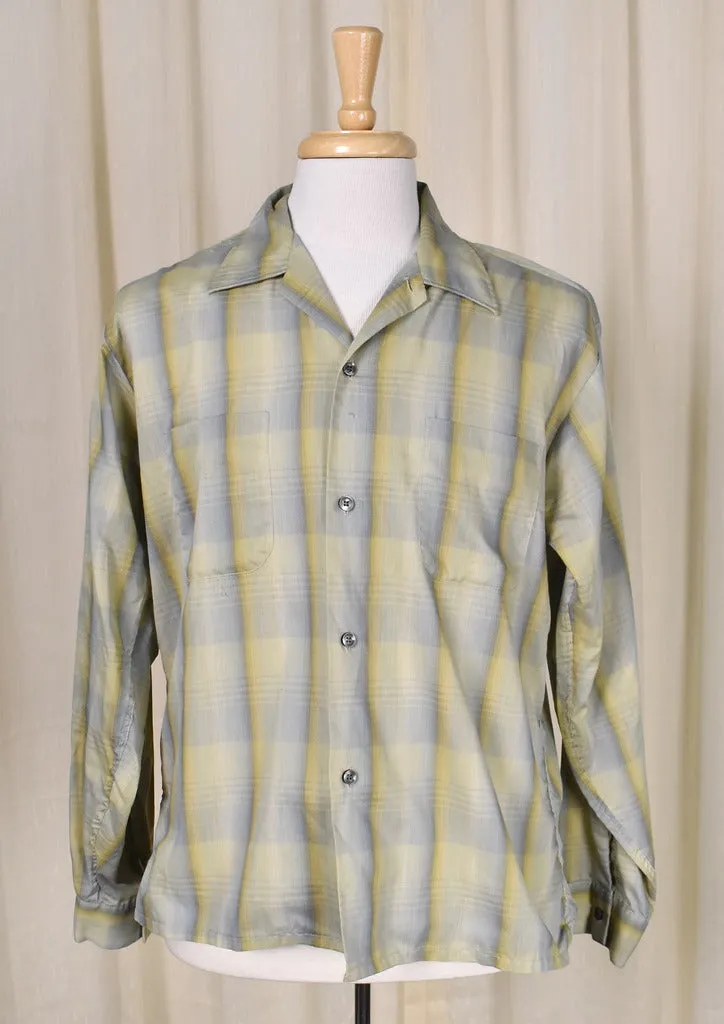 1950s LS Olive Plaid Shirt