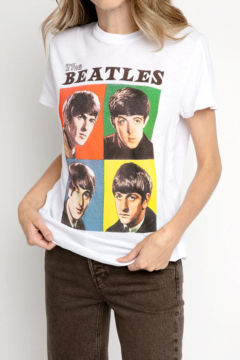 70s Loose Tee The Beatles in Optic White