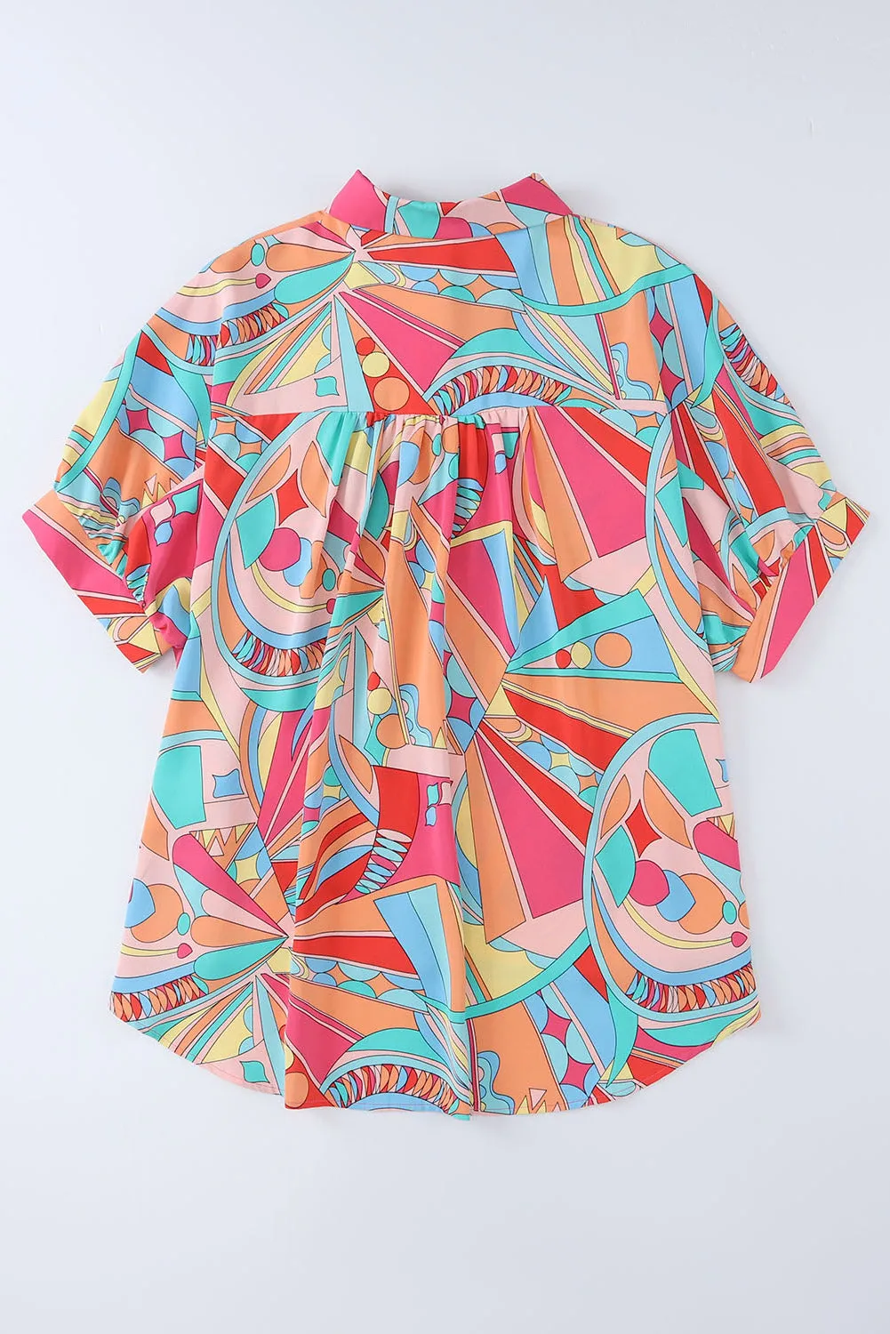 Abstract Half Puff Sleeve Loose Shirt