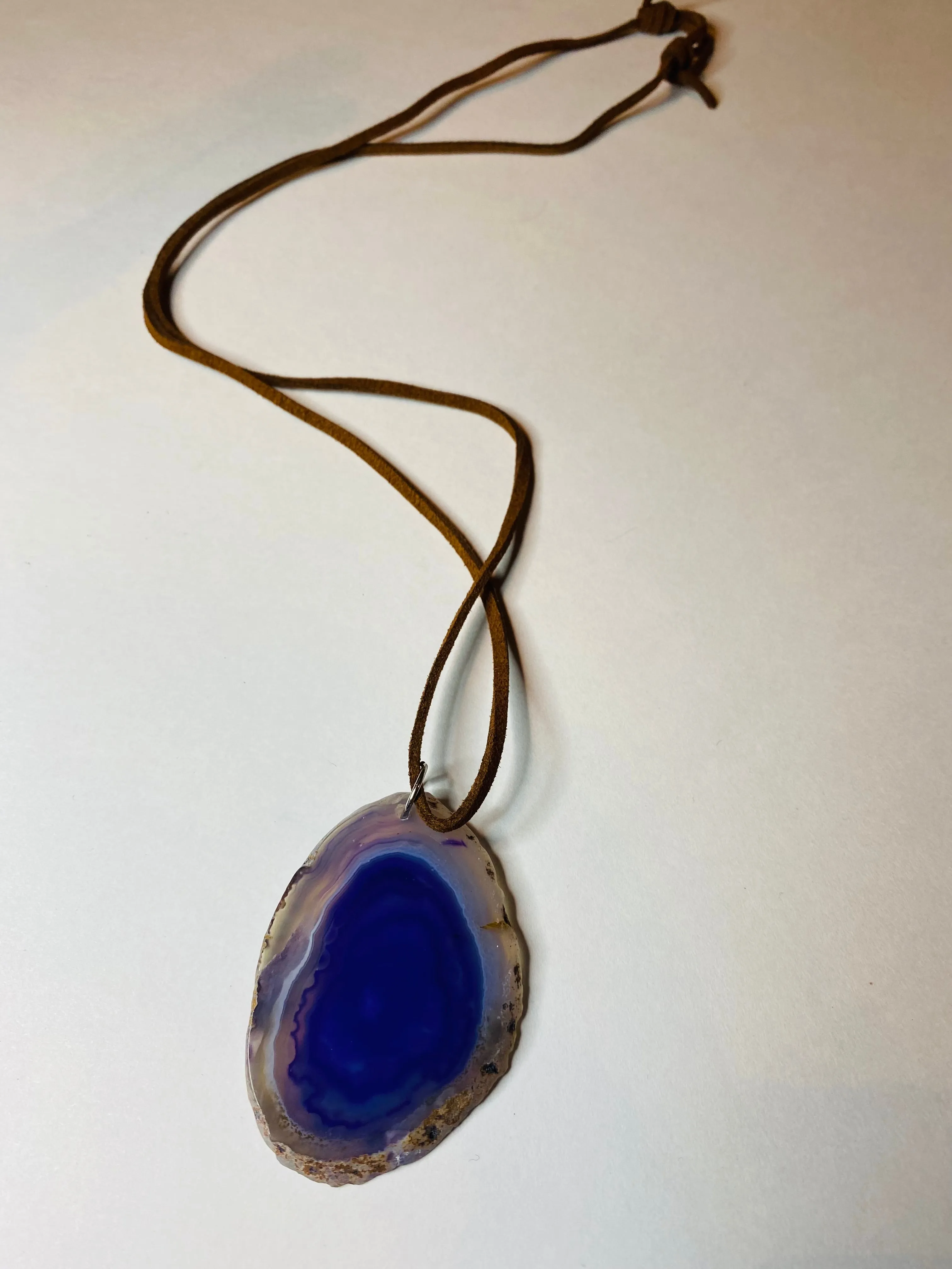 AGATE GEODE HANDMADE NECKLACE ON SUEDE CORD