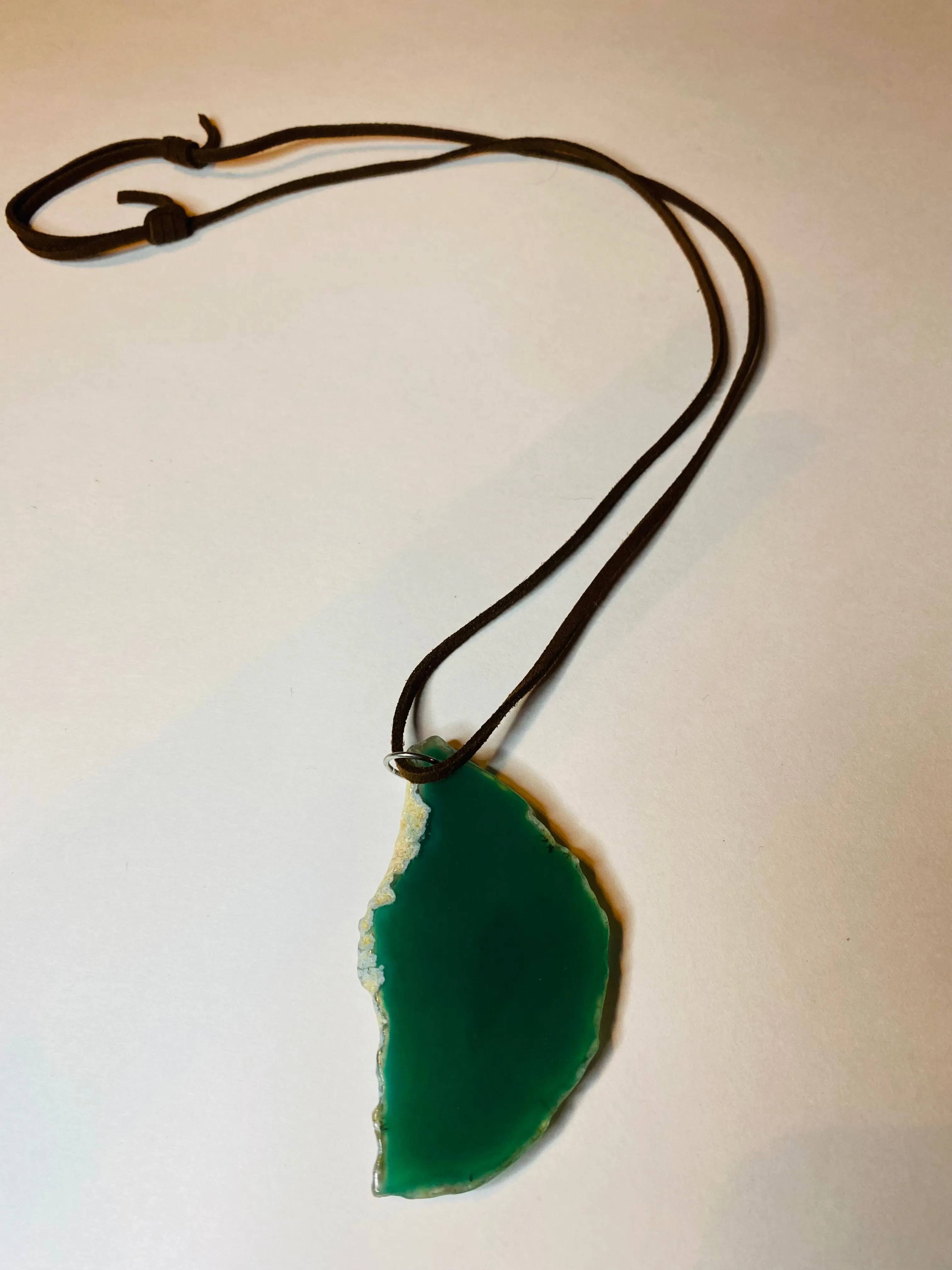 AGATE GEODE HANDMADE NECKLACE ON SUEDE CORD