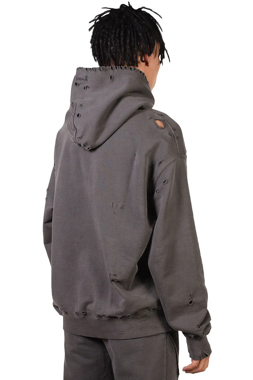 Agitator Distressed Hoodie Slate Grey