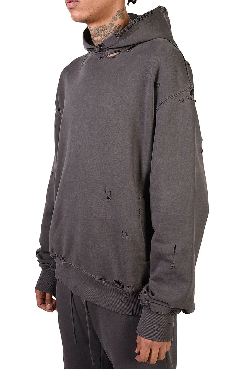 Agitator Distressed Hoodie Slate Grey