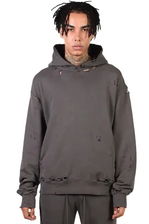 Agitator Distressed Hoodie Slate Grey