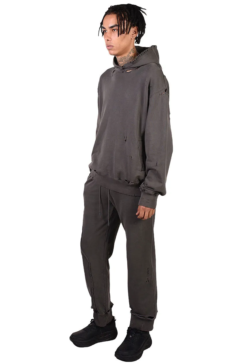 Agitator Distressed Hoodie Slate Grey