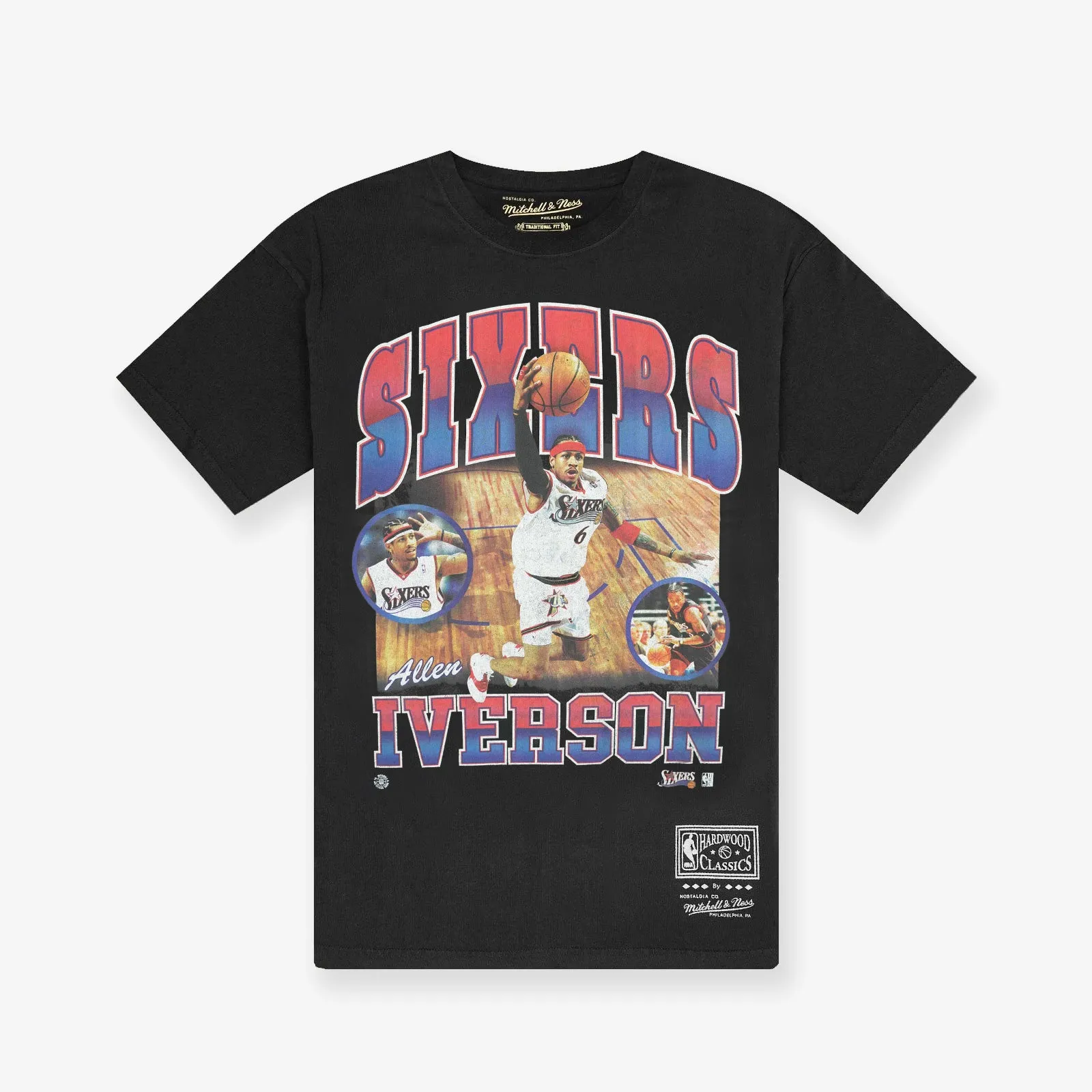 Allen Iverson Philadelphia 76ers Photo Player Tee - Faded Black