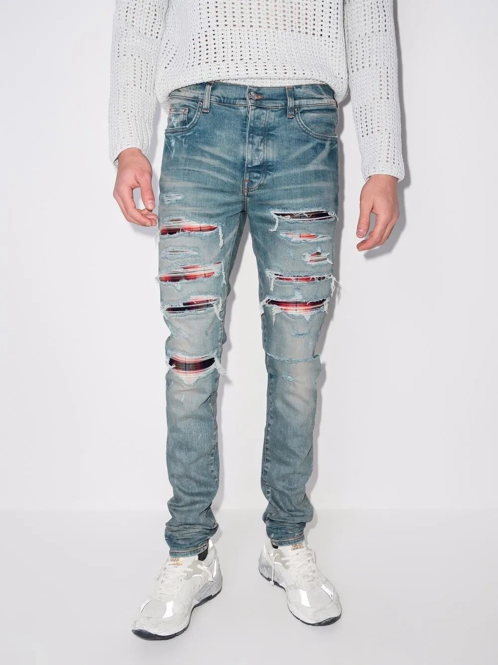 AMIRI Plaid Trasher Skinny Jeans