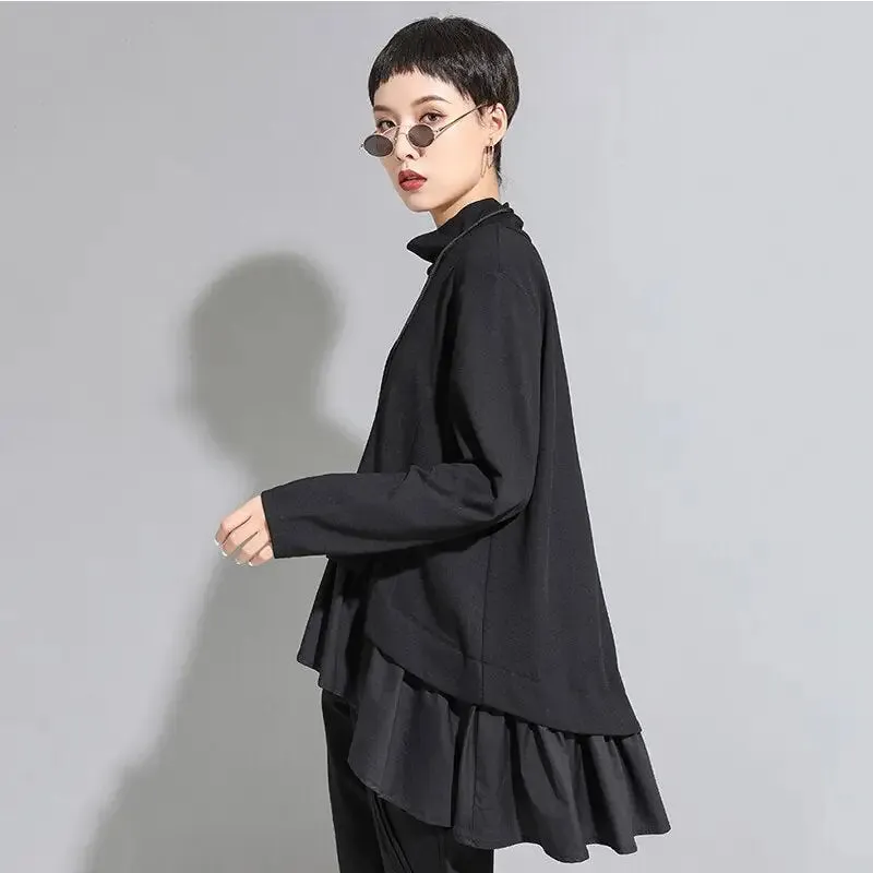 Asymmetrical Ruffles Loose Fit Sweatshirt