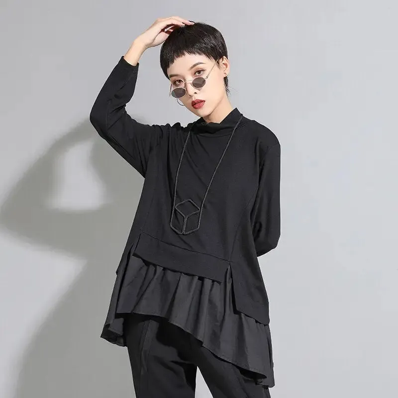 Asymmetrical Ruffles Loose Fit Sweatshirt