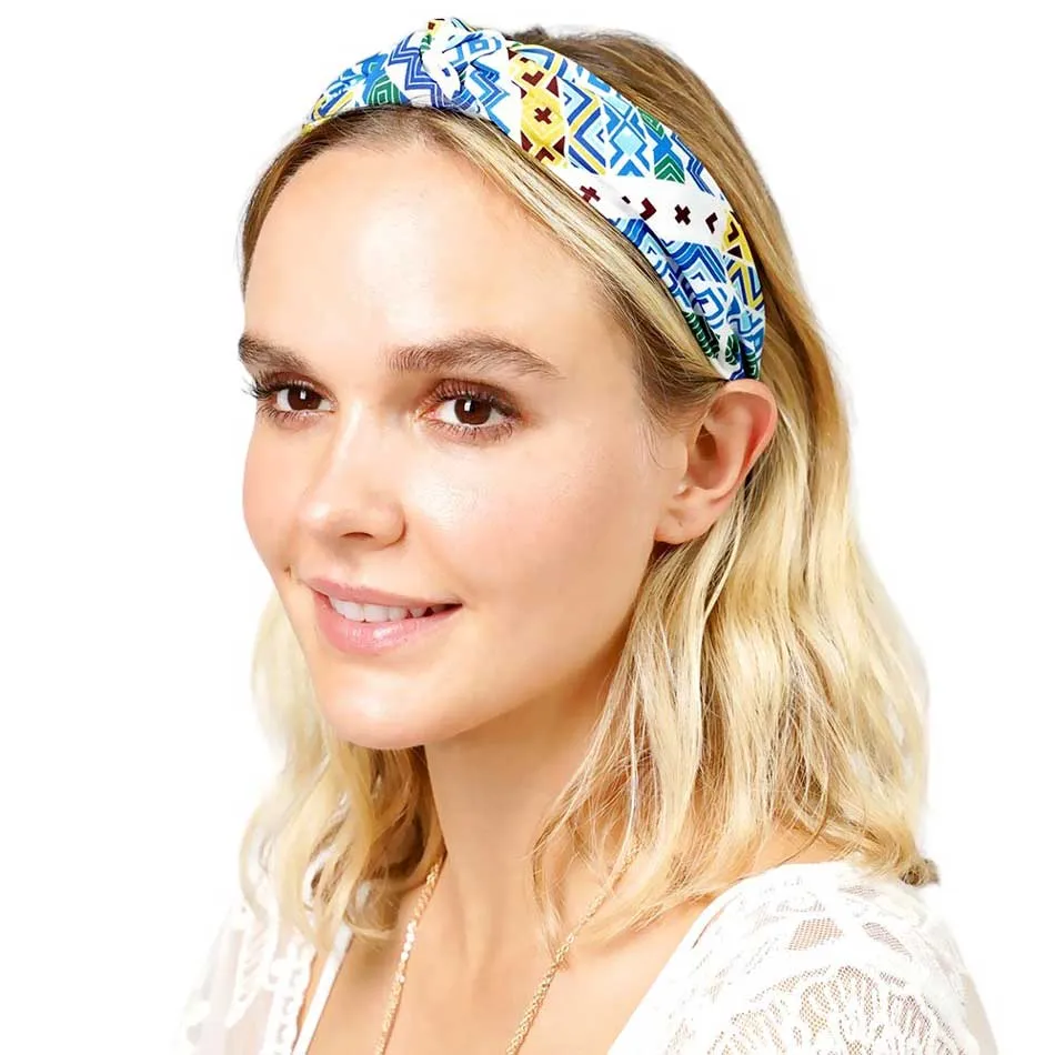 Aztec Patterned Burnout Knot Headband