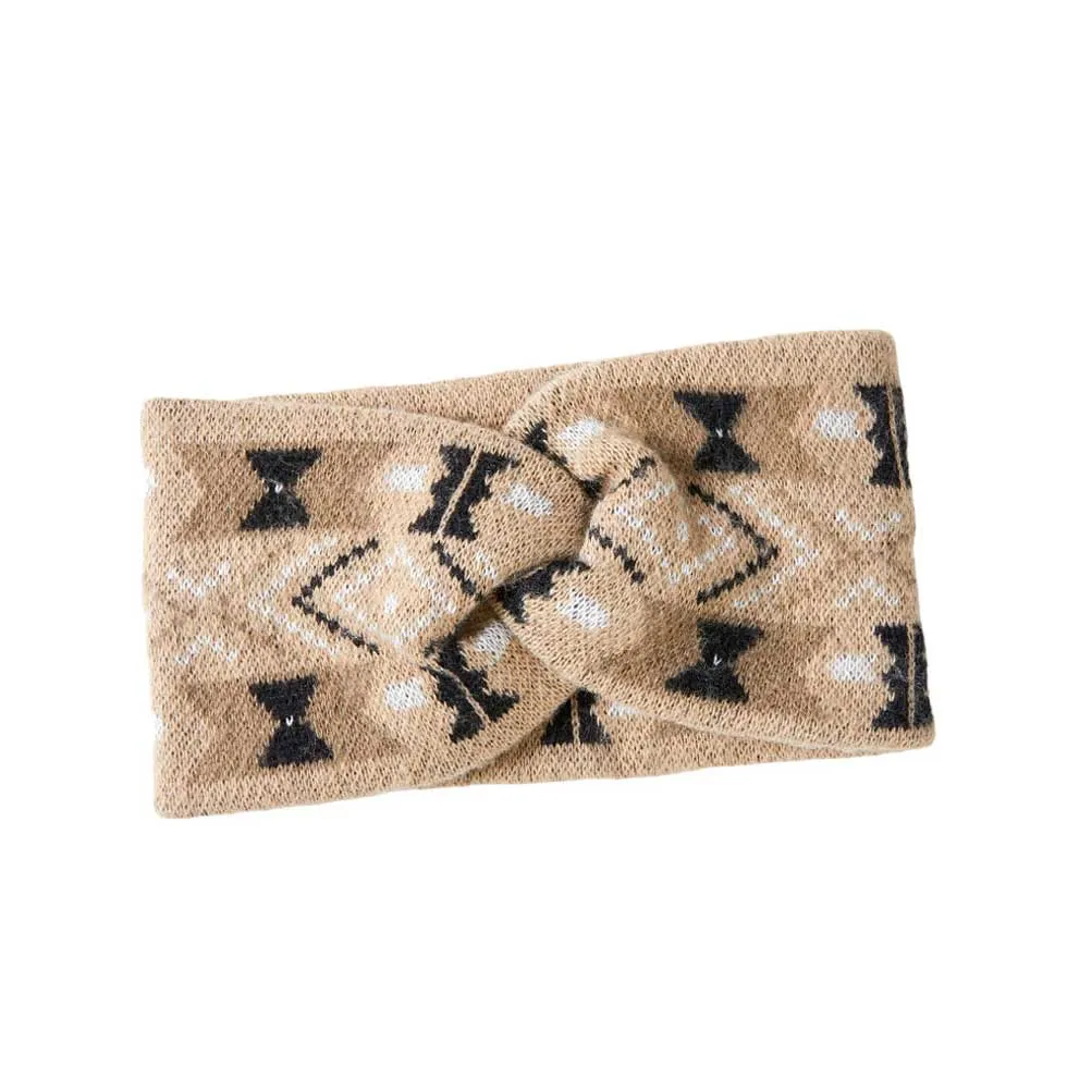 Aztec Patterned Knit Earmuff Headband