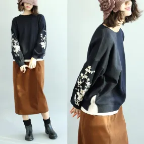 BABAKUD Autumn Winter Embroidery Vintage Loose Women's Sweater