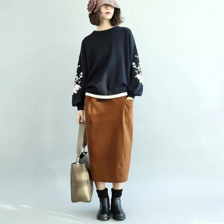 BABAKUD Autumn Winter Embroidery Vintage Loose Women's Sweater