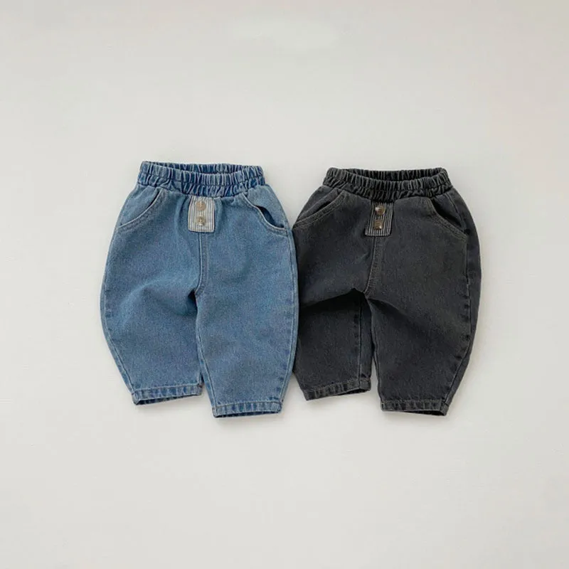 Baby Boys Solid Color Loose Jeans