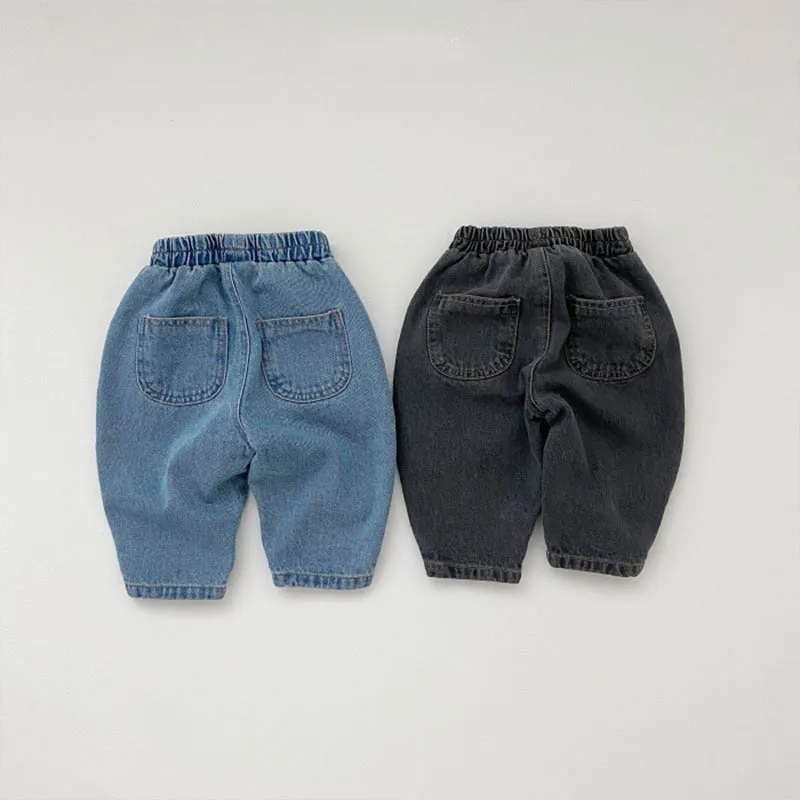 Baby Boys Solid Color Loose Jeans