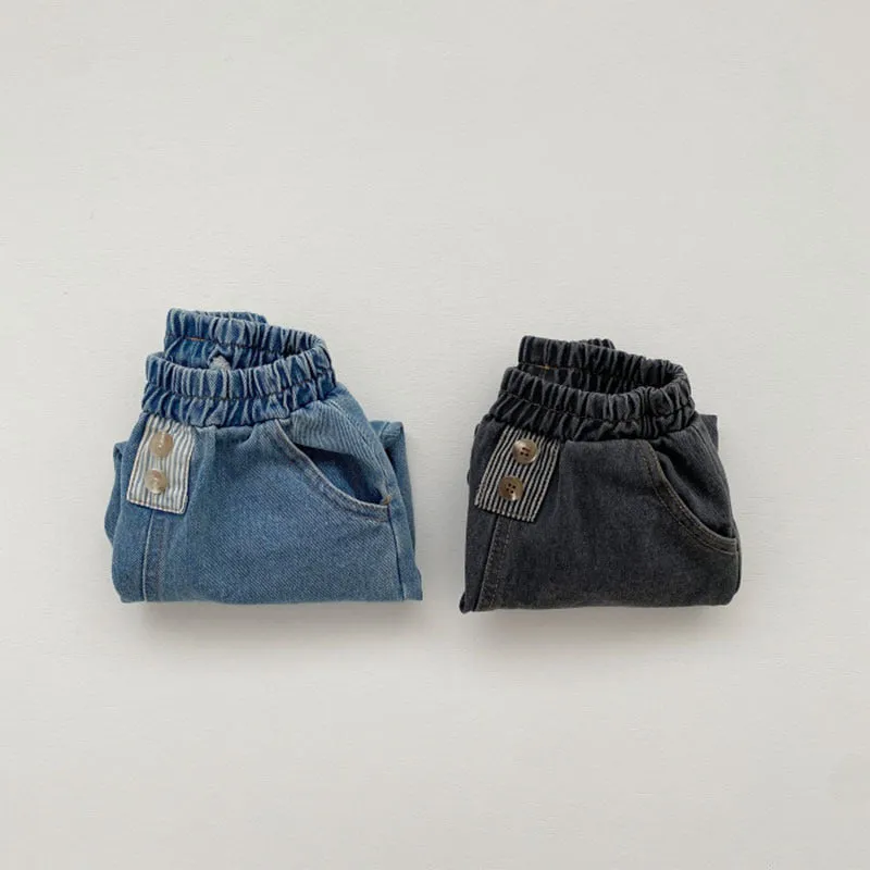 Baby Boys Solid Color Loose Jeans