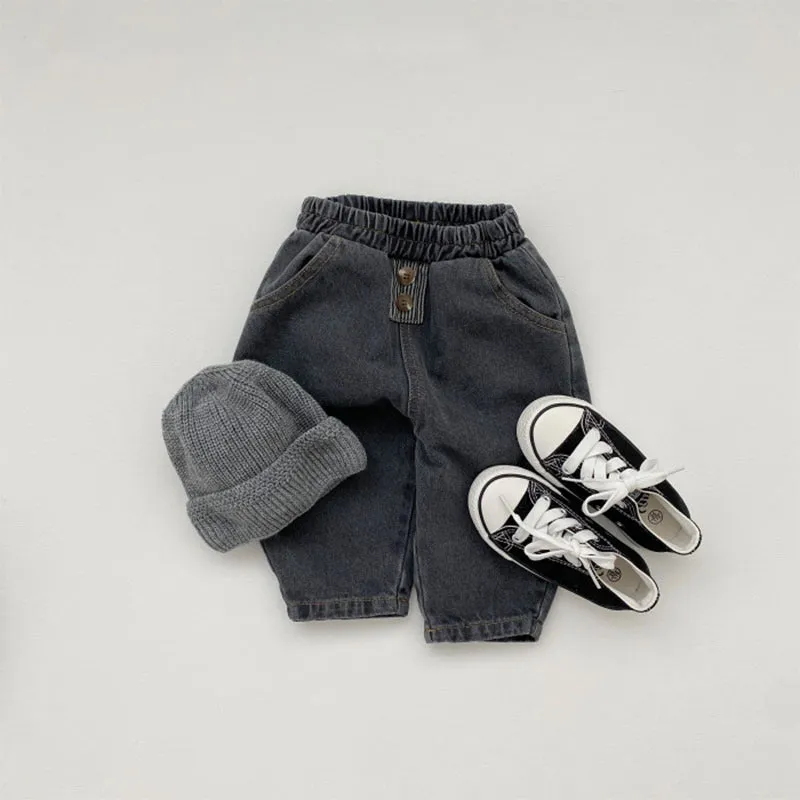 Baby Boys Solid Color Loose Jeans