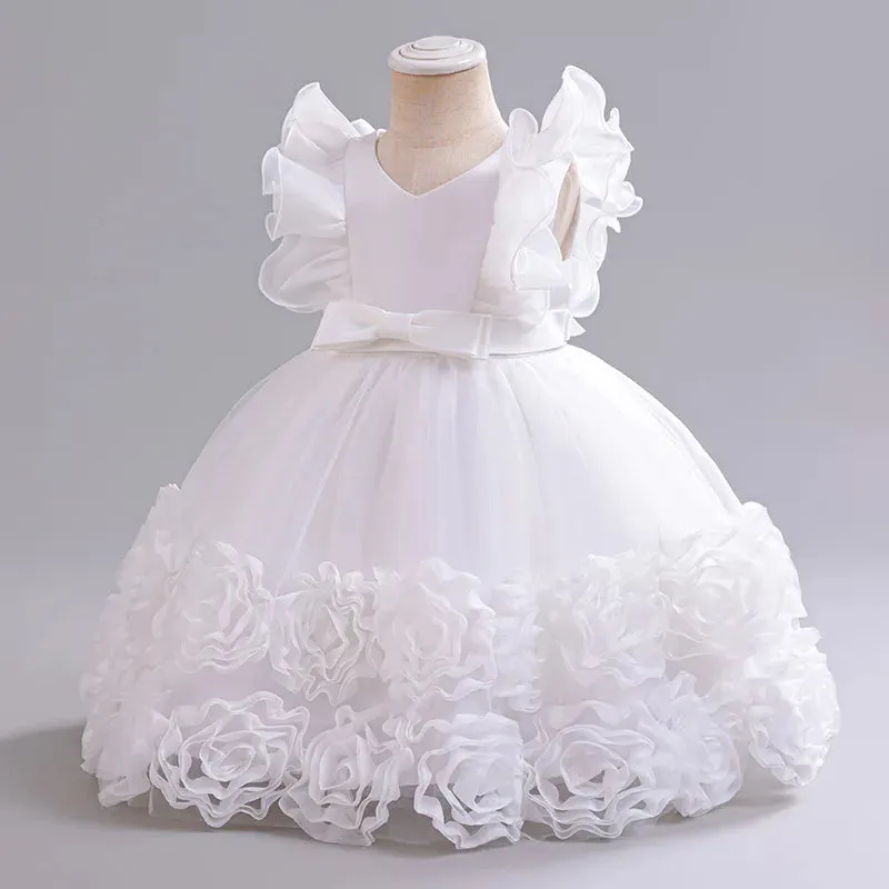 Baby Girl Flower Baptism Tutu Formal Birthday Dress