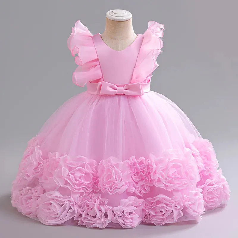 Baby Girl Flower Baptism Tutu Formal Birthday Dress