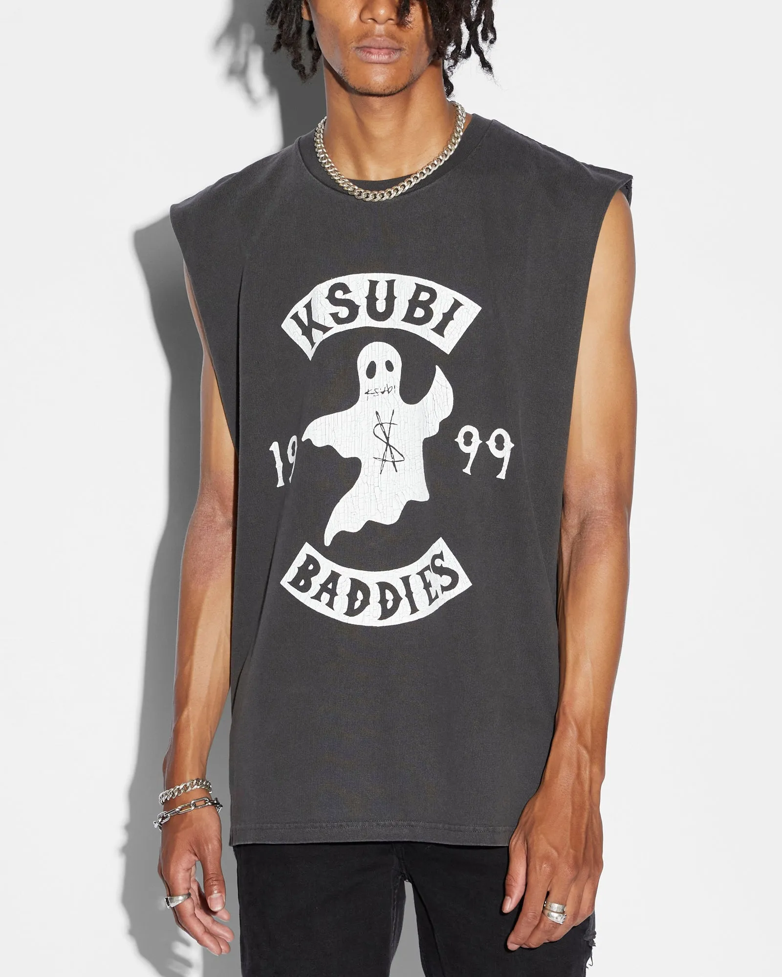 BADDIES BIGGIE CUT OFF TANK FADED BLACK