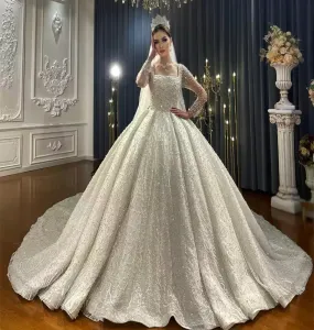 Beautiful Luxury Pearls Wedding Dress