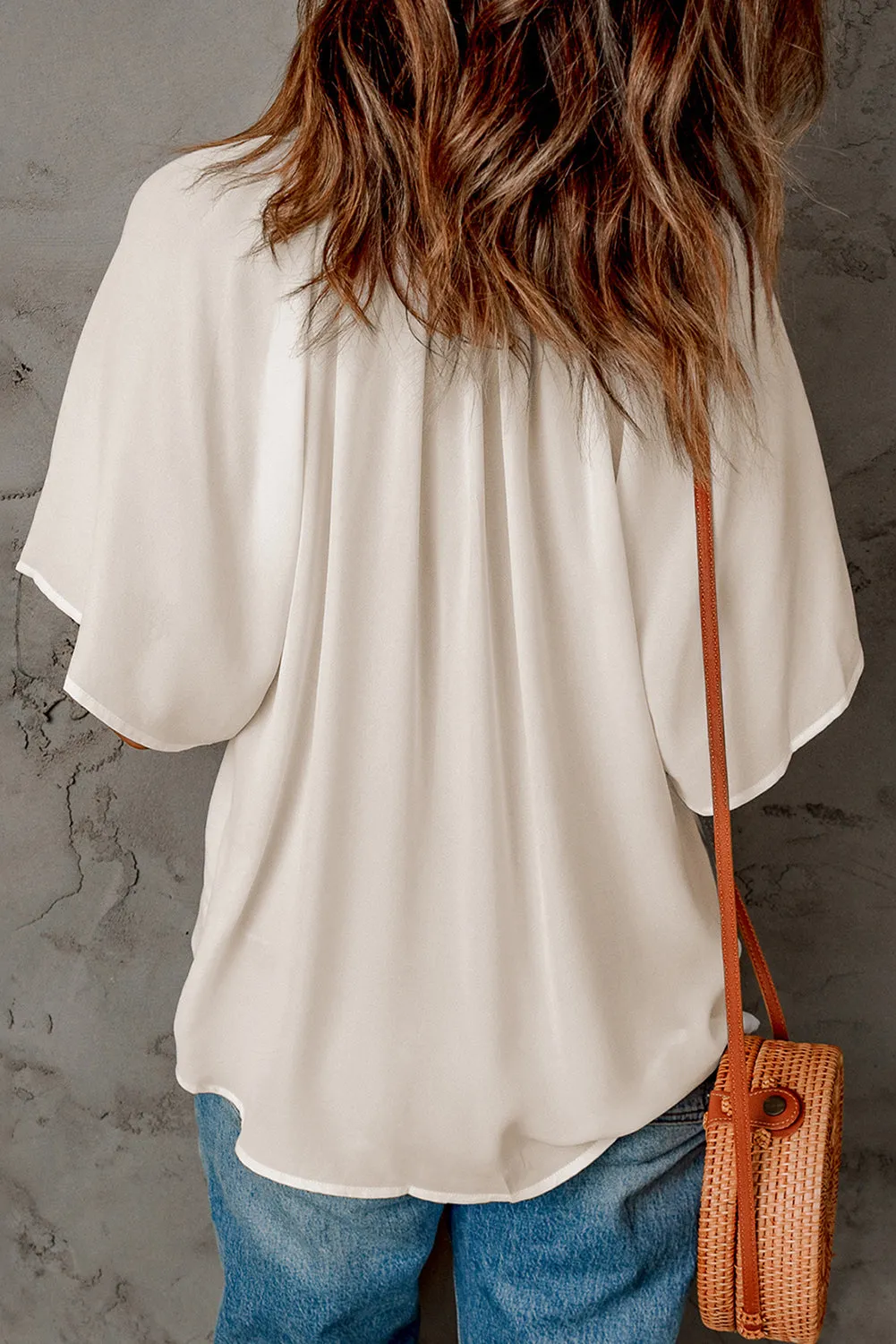 Beige Pleated Loose Blouse