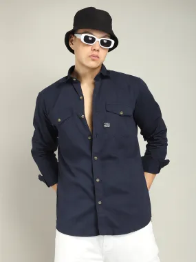 Benoit Navy Plain Shirt