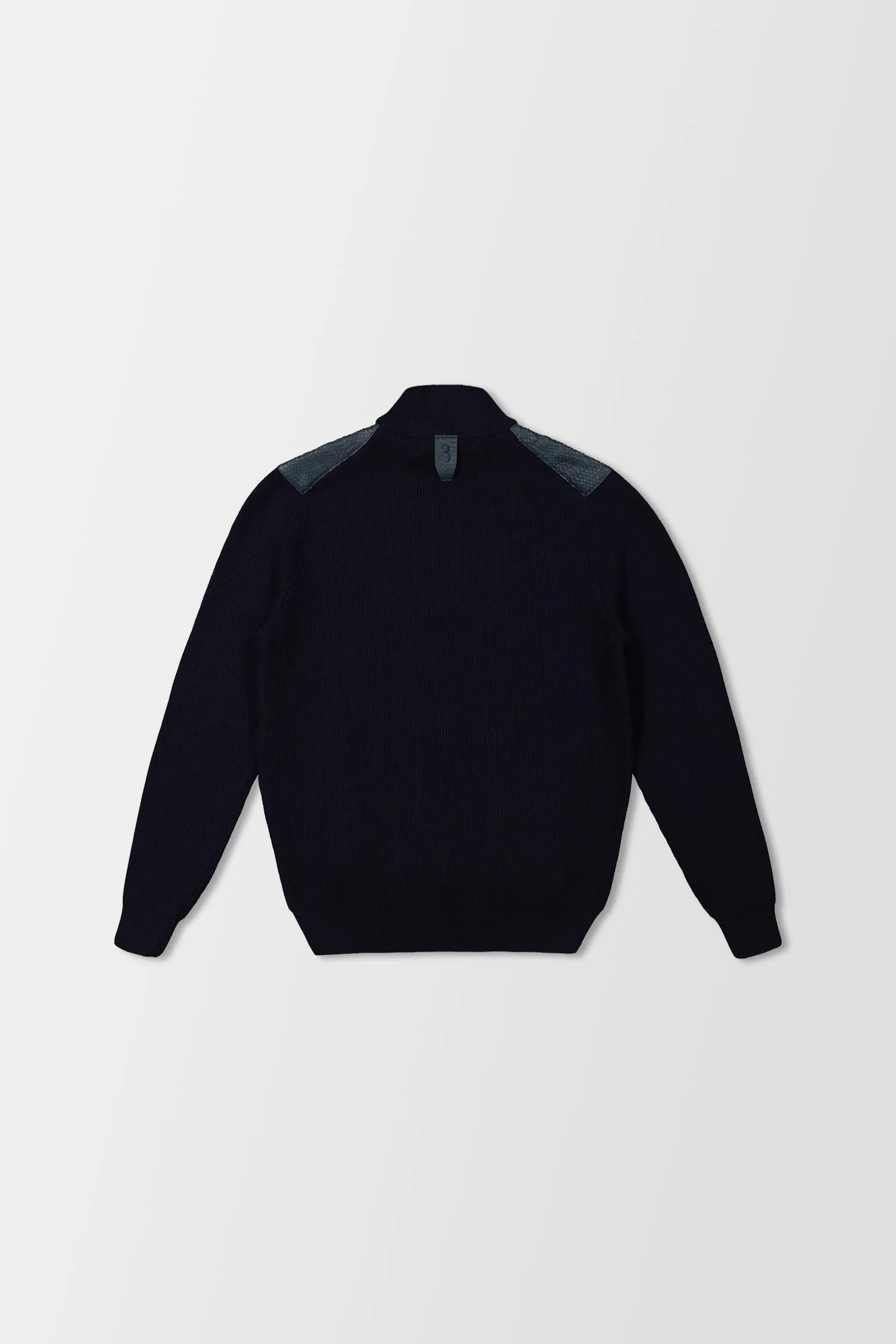 Billionaire Dark Blue Mock Zip Luxury Pullover