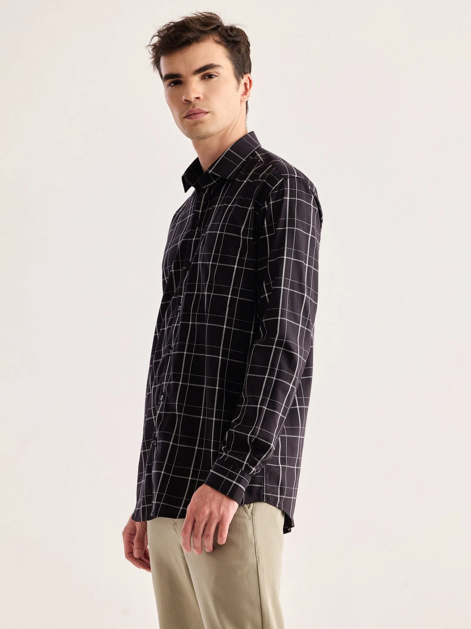 Black Checked Formal Shirt