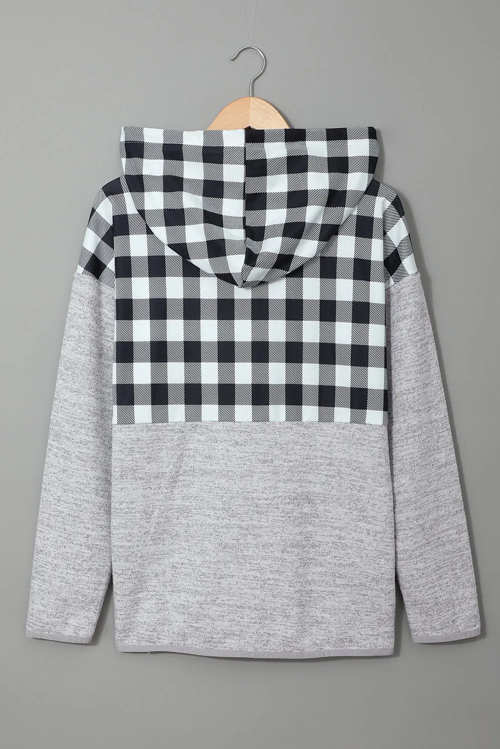 Black Plaid Gray Hoodie