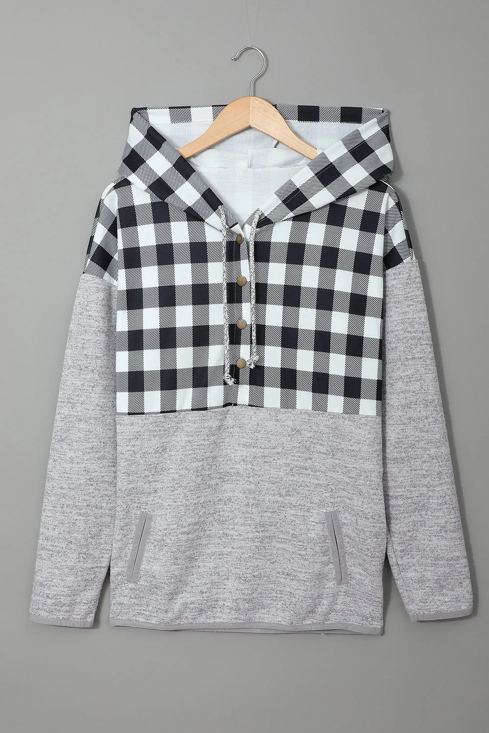 Black Plaid Gray Hoodie