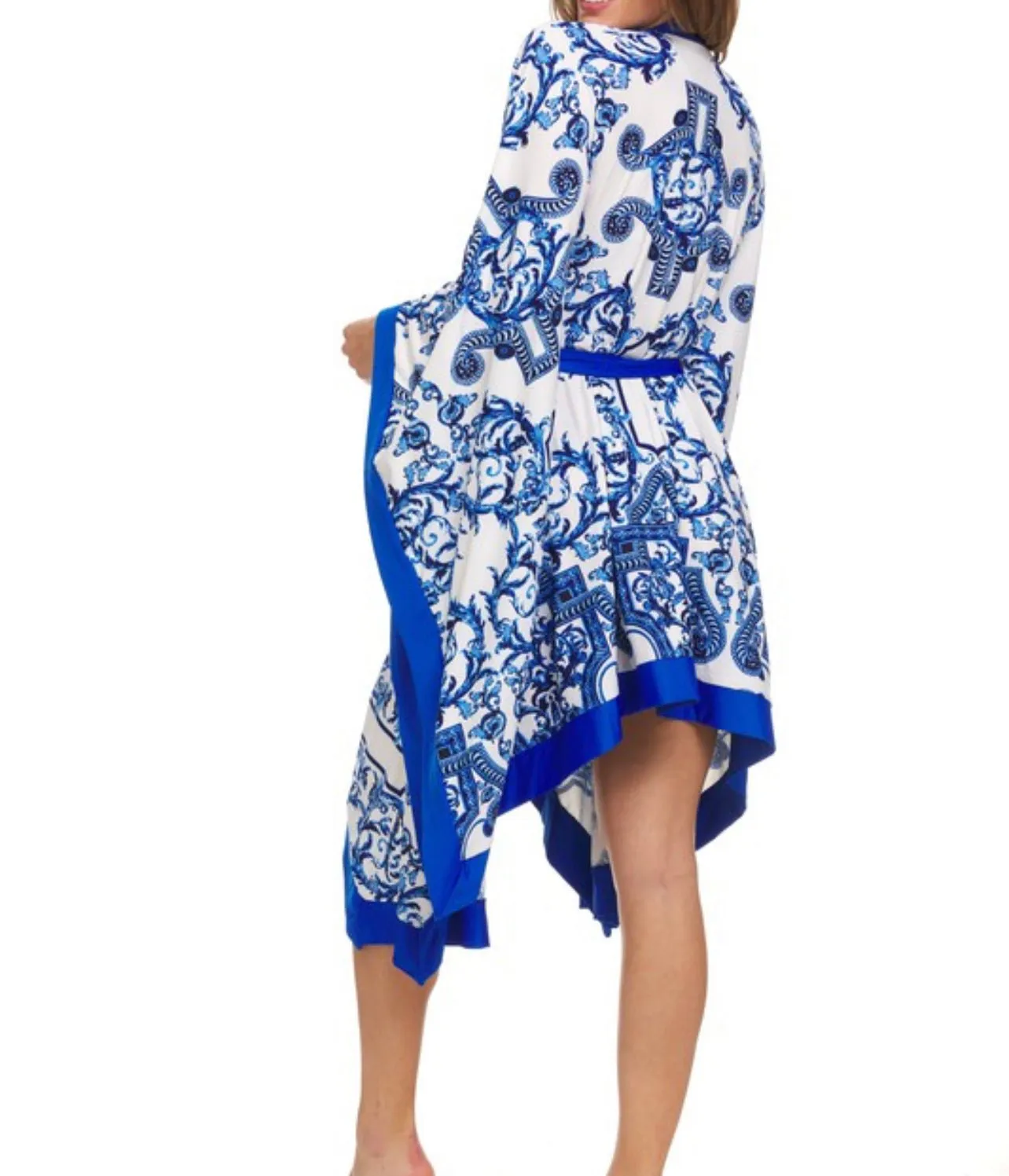 Blue Royalty Oversized Printed Kimono