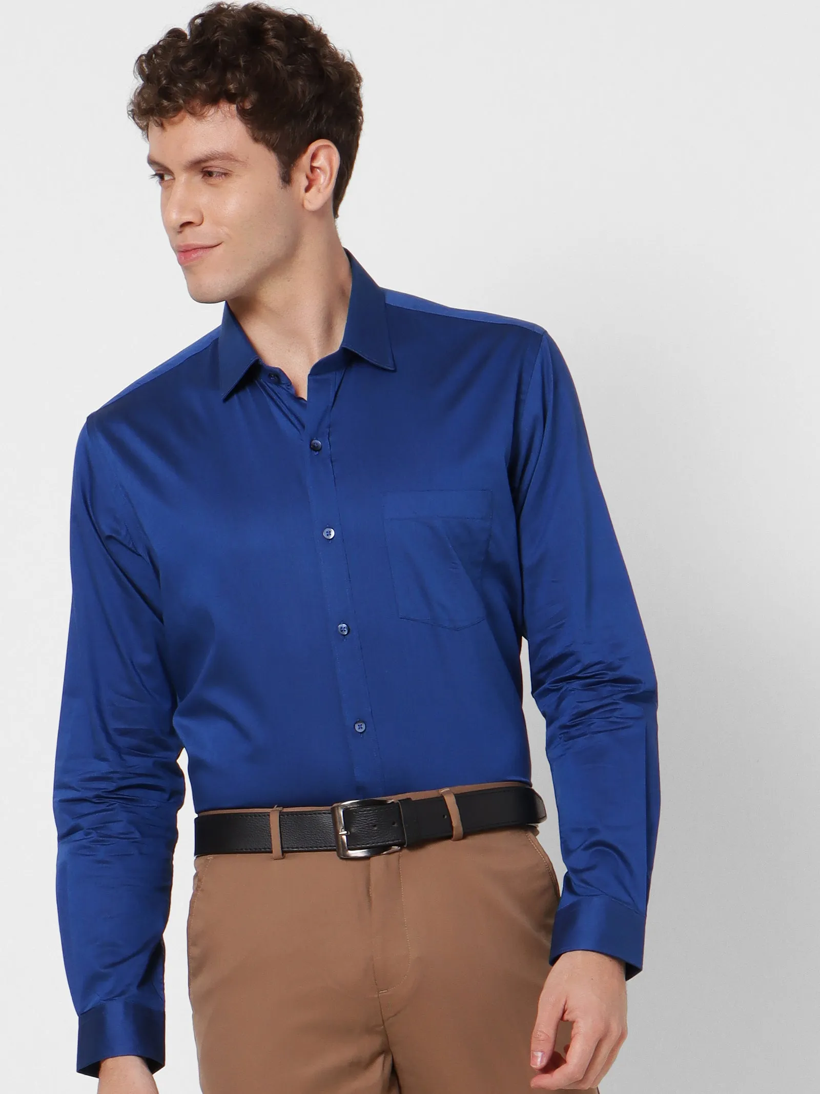 Blue Solid Formal Shirt