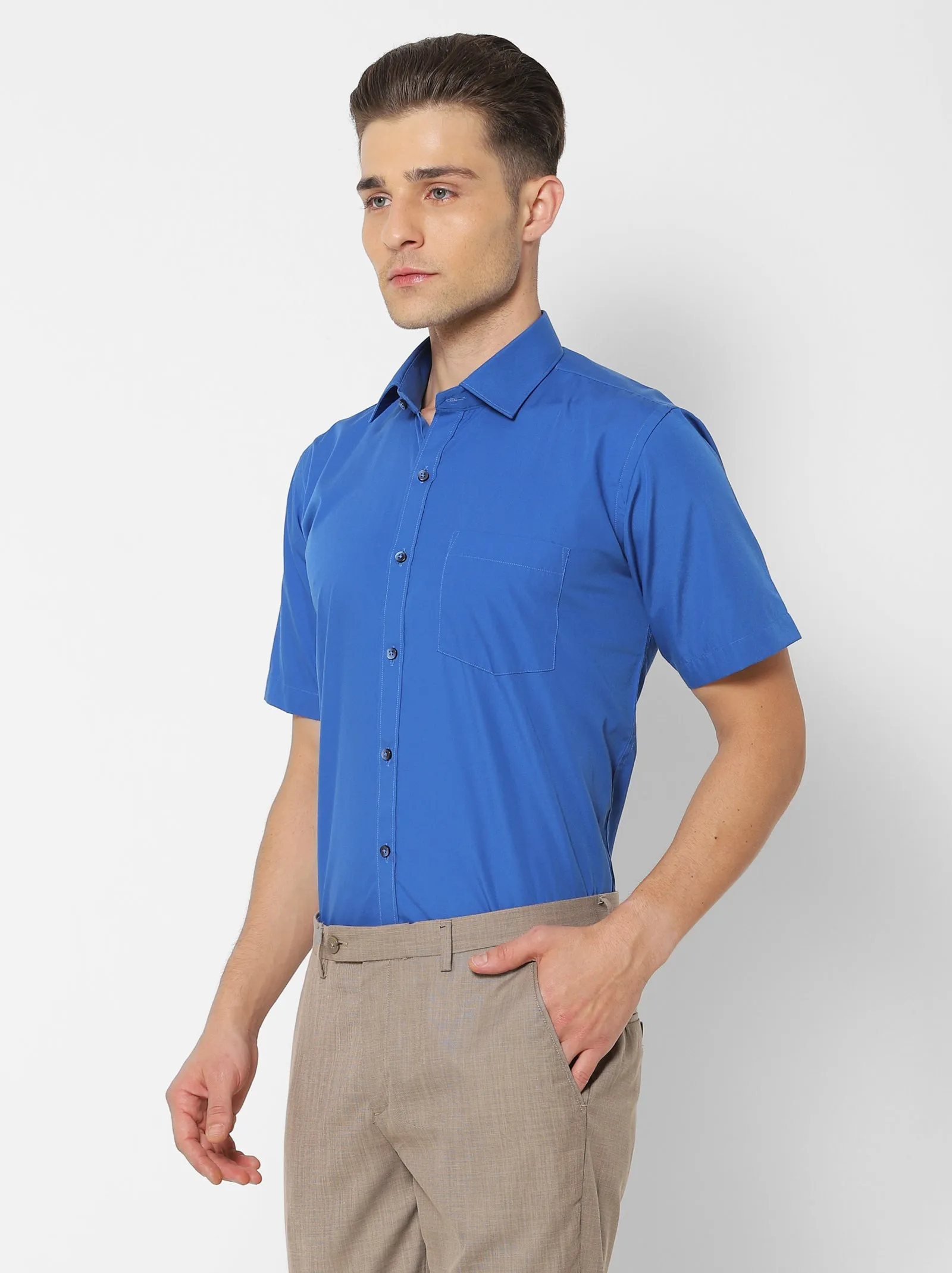 Blue Solid Formal Shirt