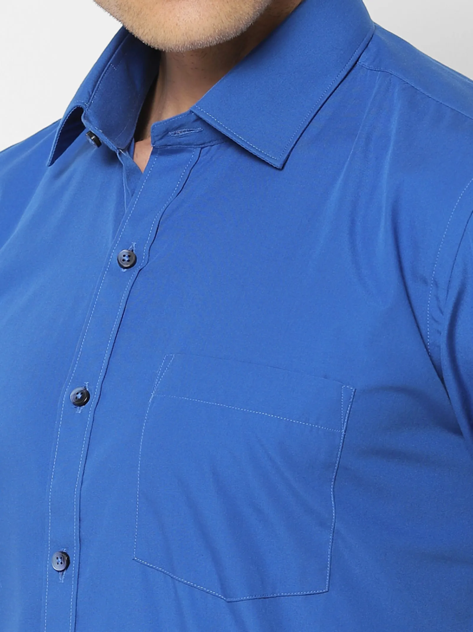 Blue Solid Formal Shirt