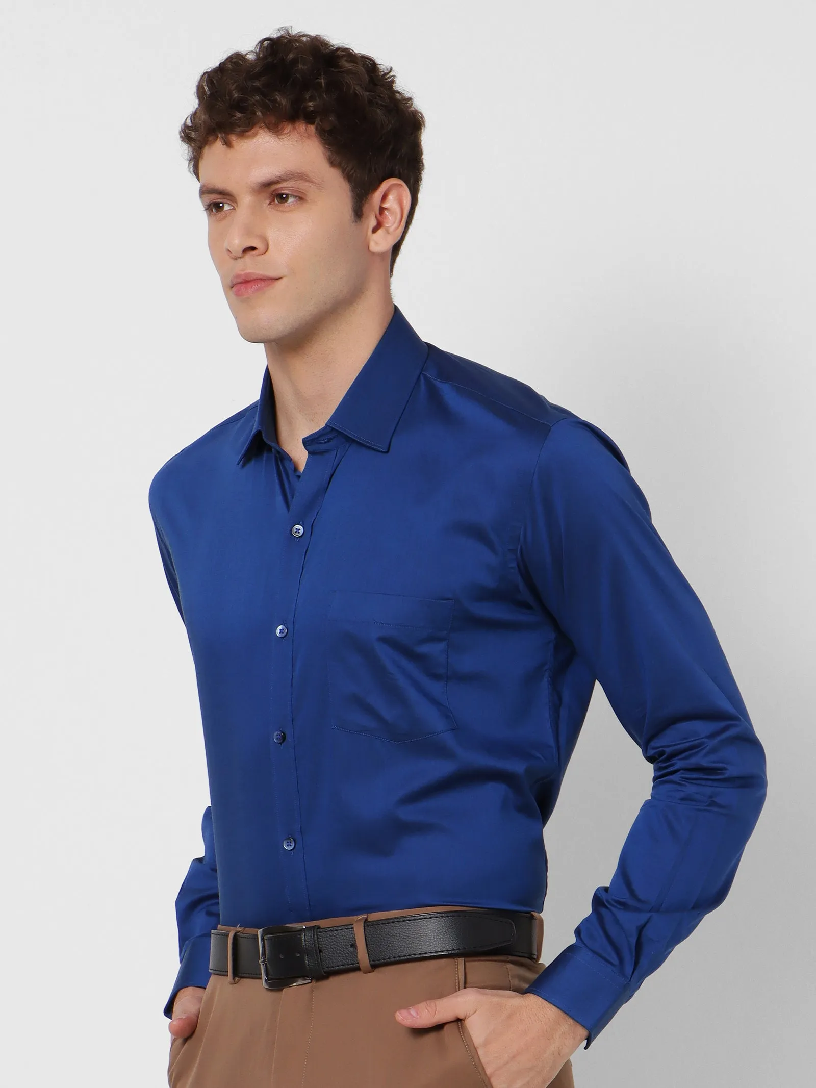 Blue Solid Formal Shirt