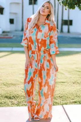 Bohemian Shirt Collar Loose Jumpsuit