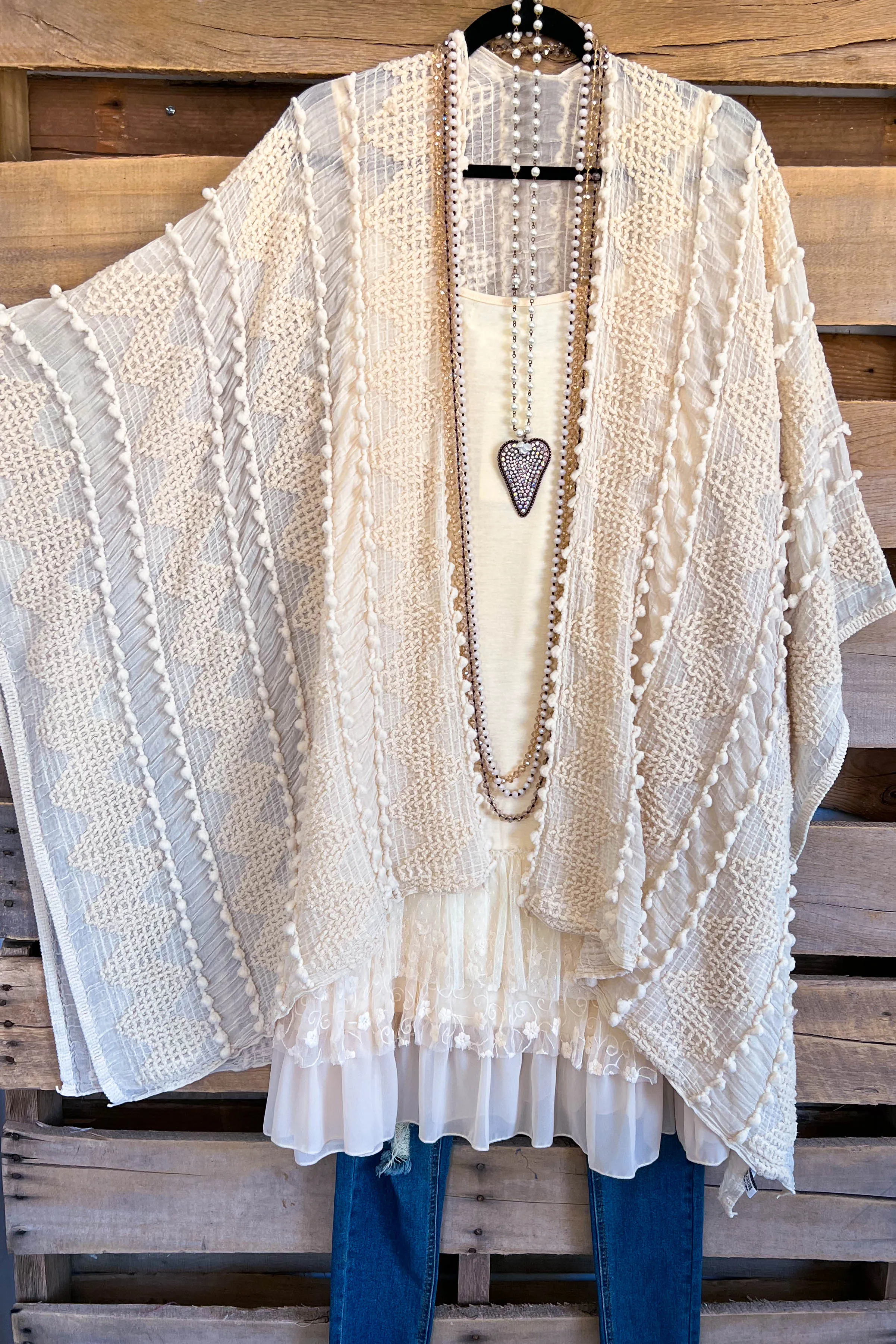 Boho Vibes Oversized Kimono - Cream