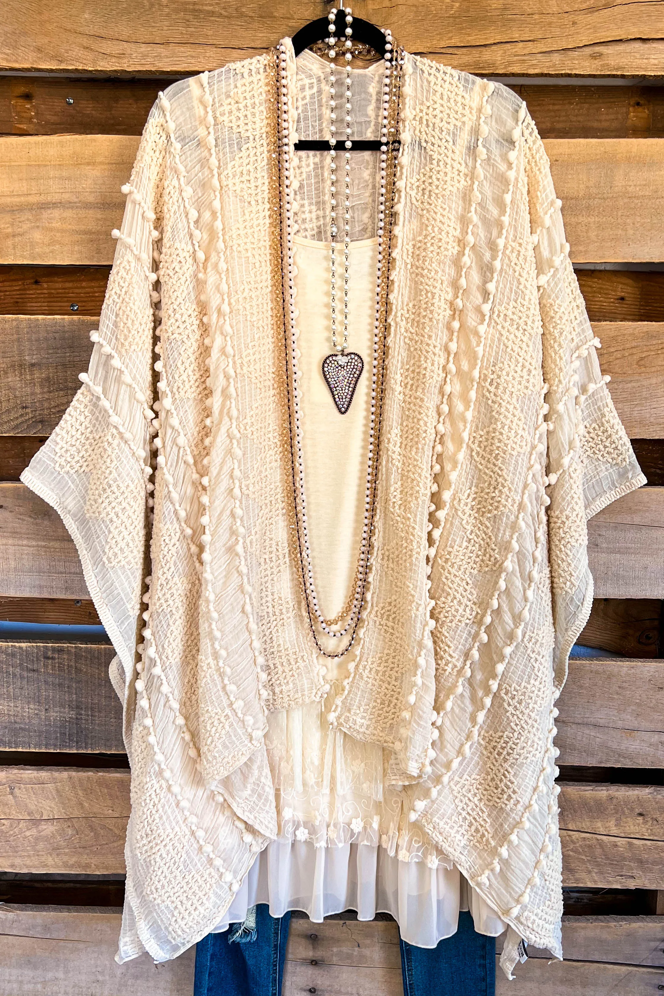 Boho Vibes Oversized Kimono - Cream