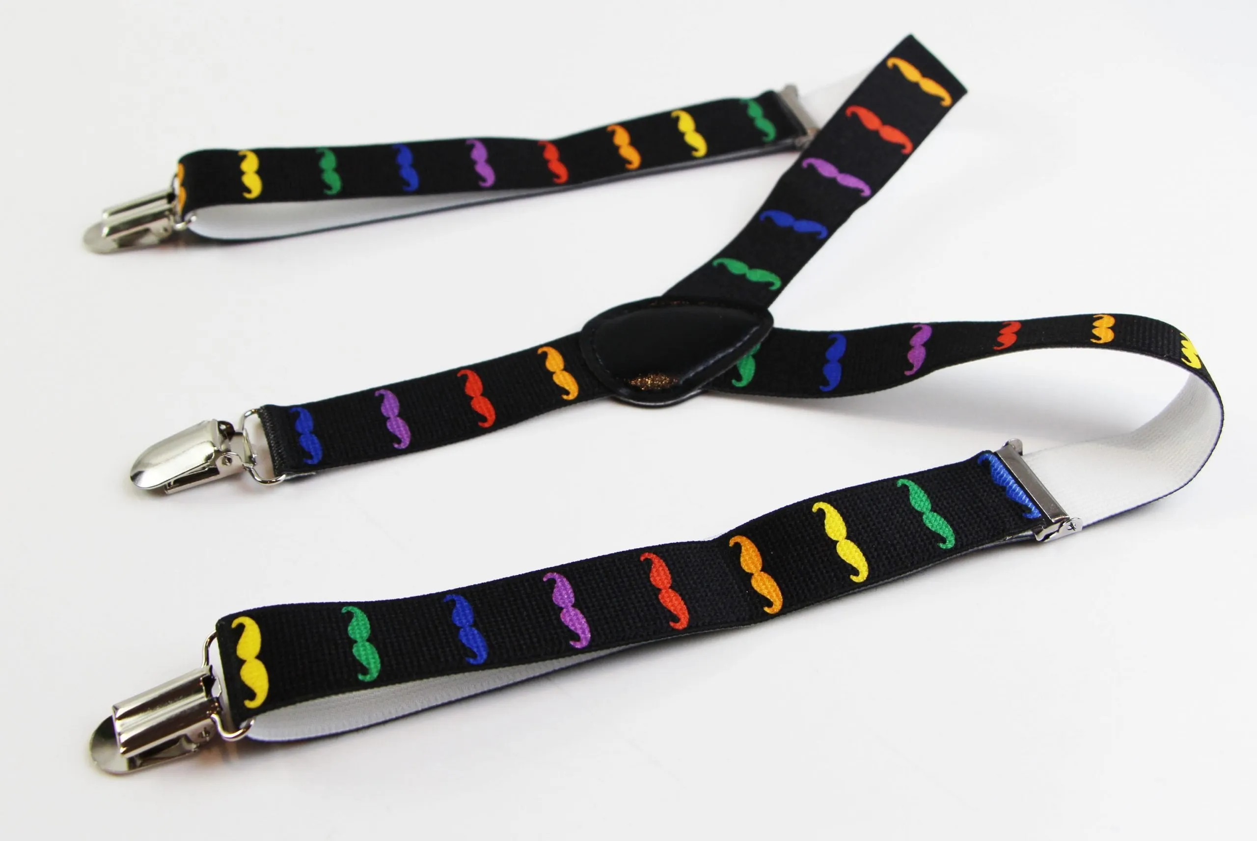 Boys Adjustable Coloured Moustaches Patterned Suspenders