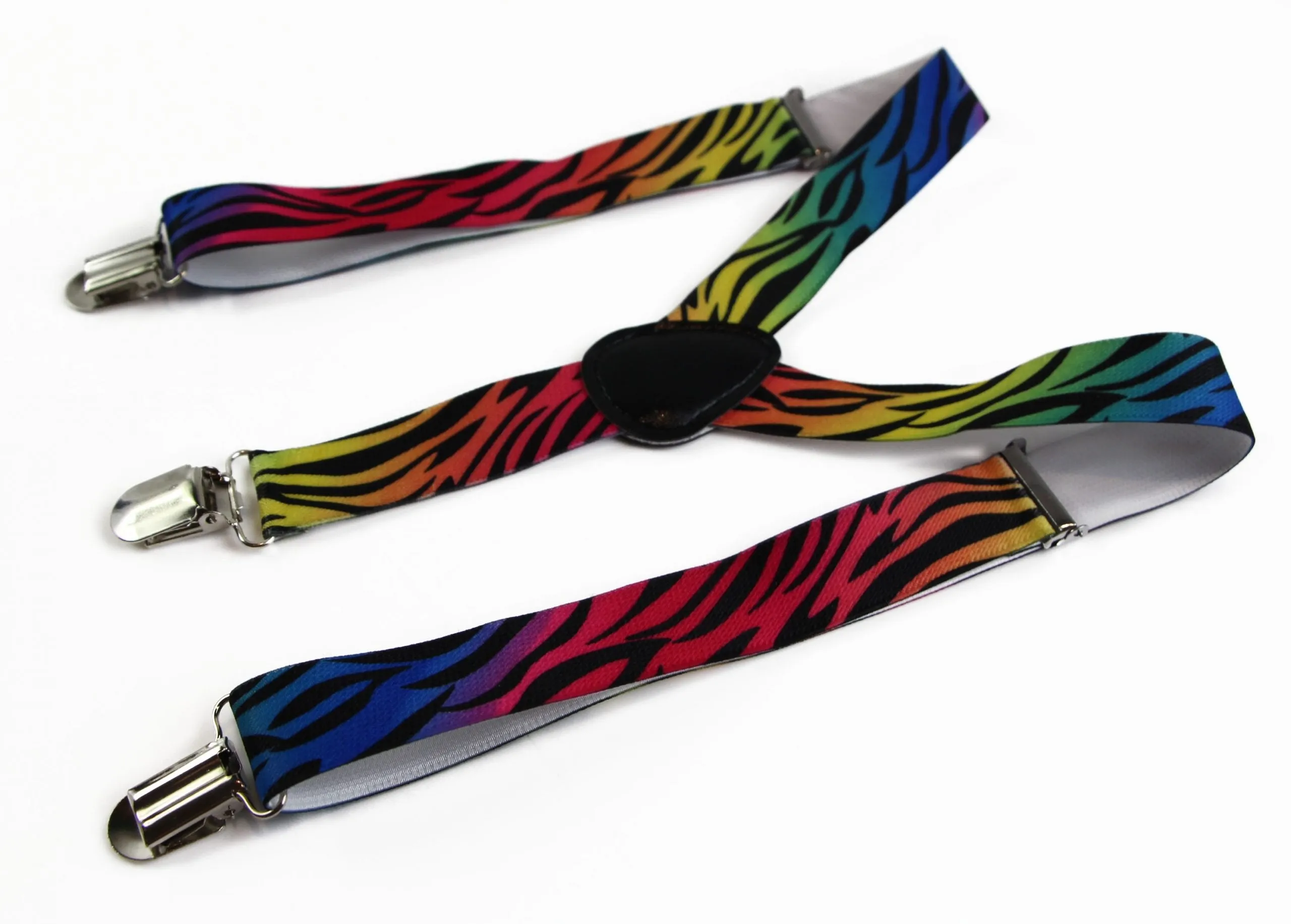 Boys Adjustable Rainbow Zebra Patterned Suspenders