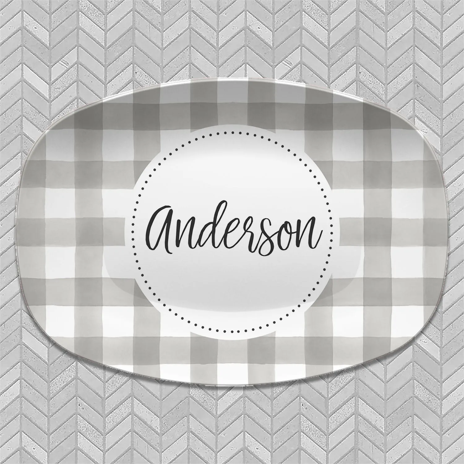 Buffalo Plaid Personalized Platters