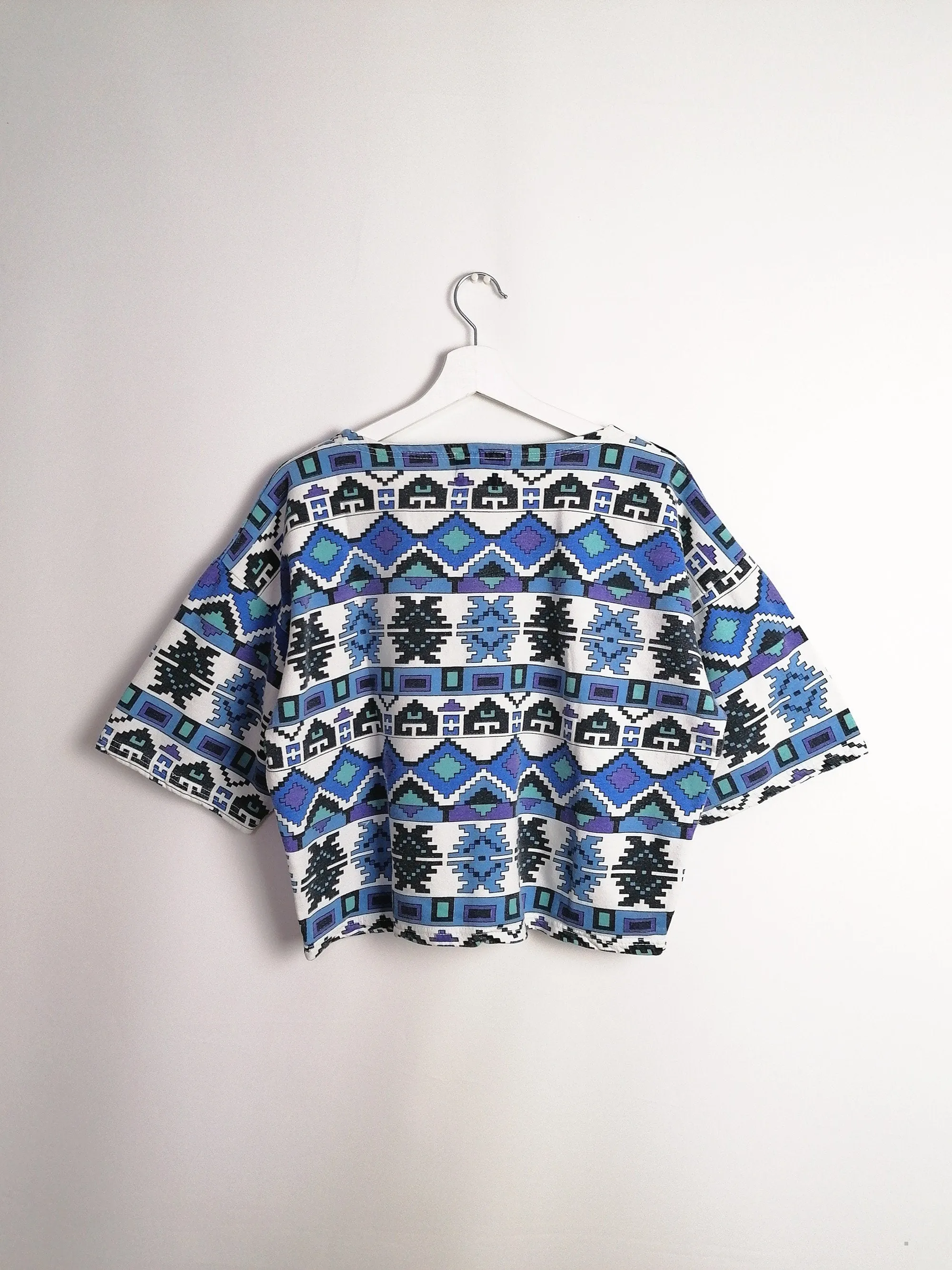 CHECK UP Patterned Crop T-shirt - size S-M