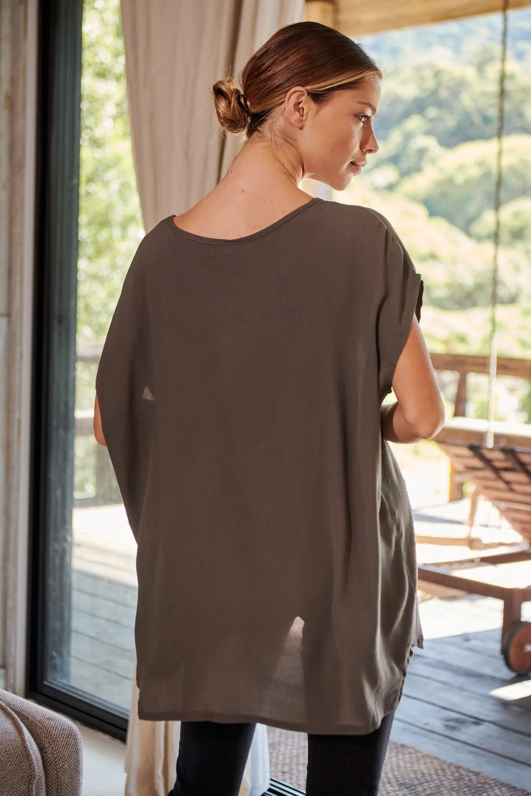 Chele Short Sleeve Oversized Plain Top