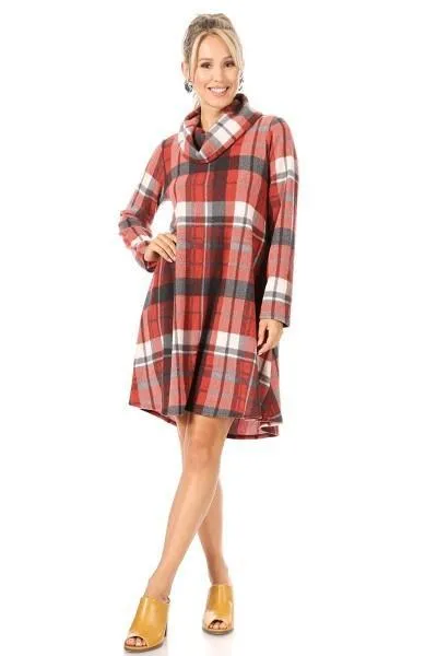 Chelsea Plaid Sweater Dress in Red