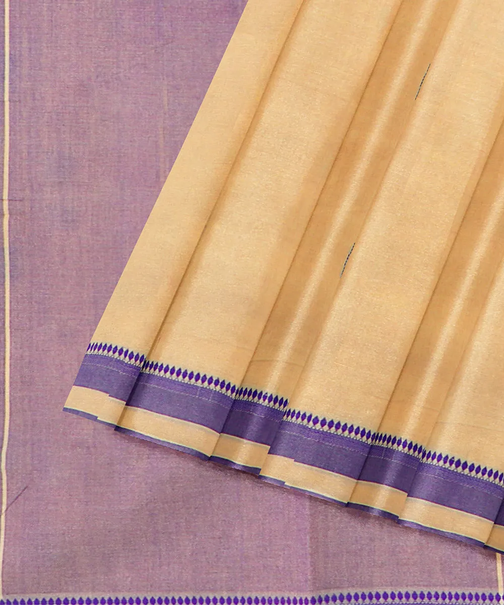 Cream plain butta rajahmundry handwoven cotton saree