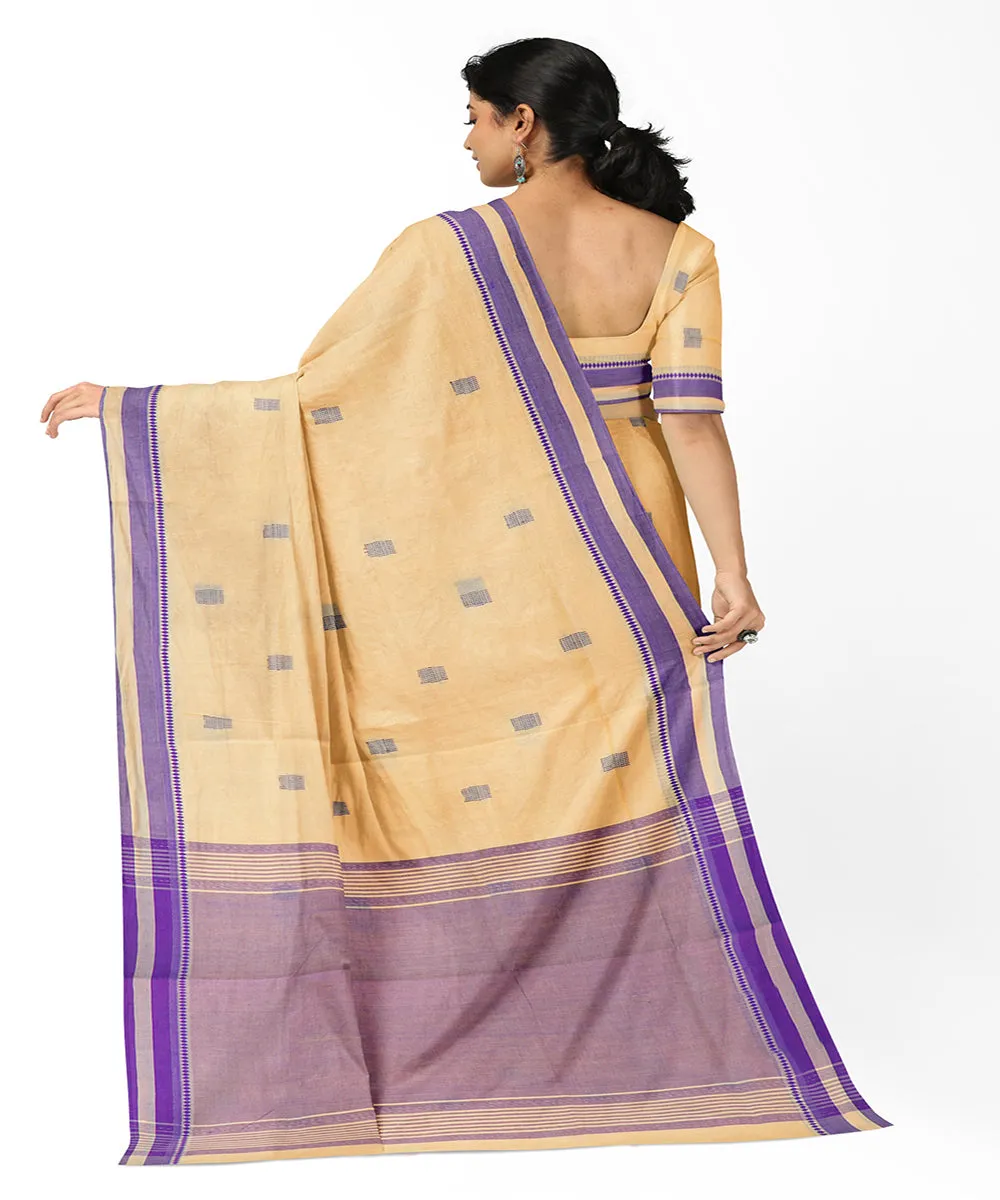 Cream plain butta rajahmundry handwoven cotton saree