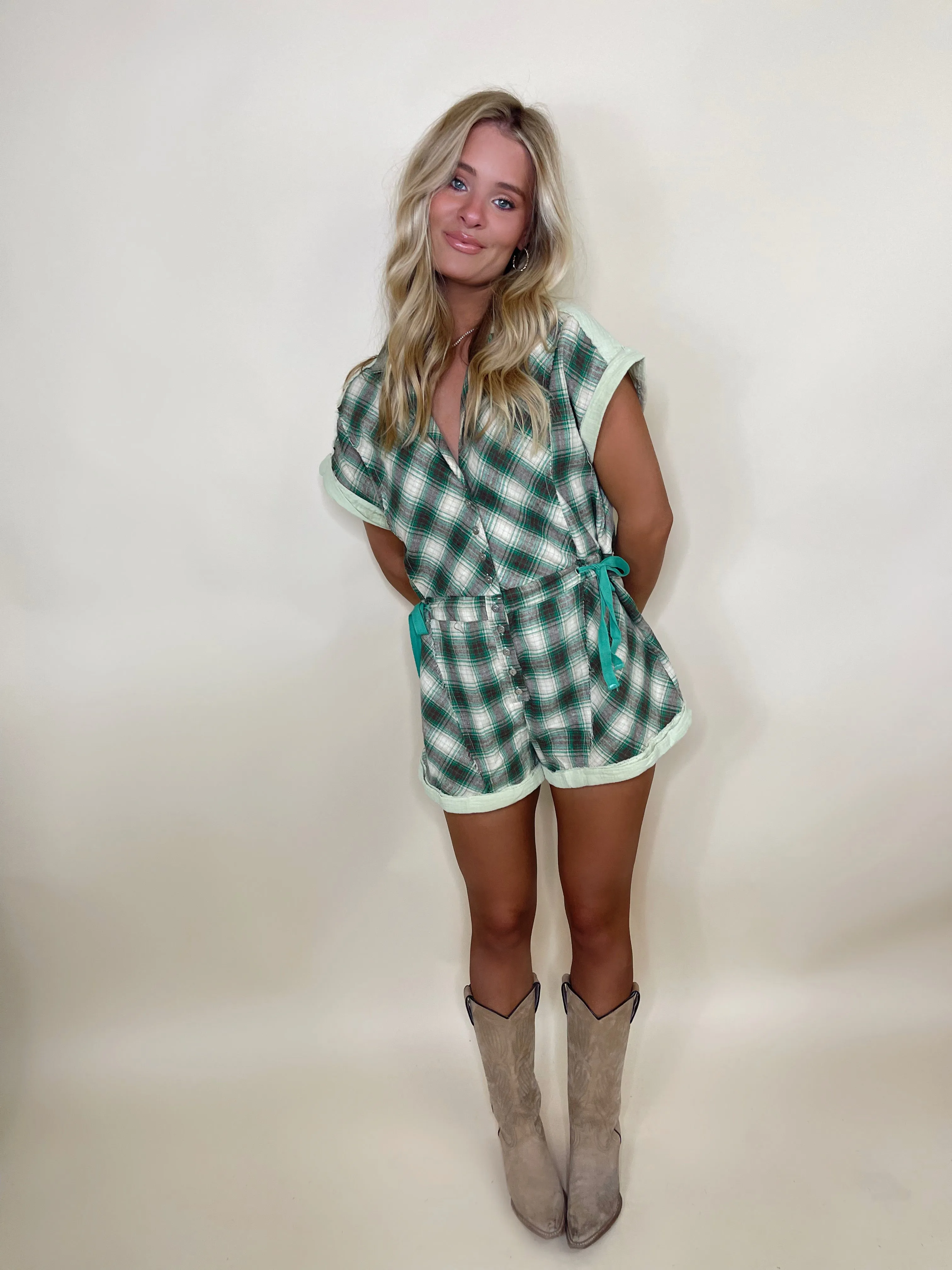 Daisy Plaid Romper