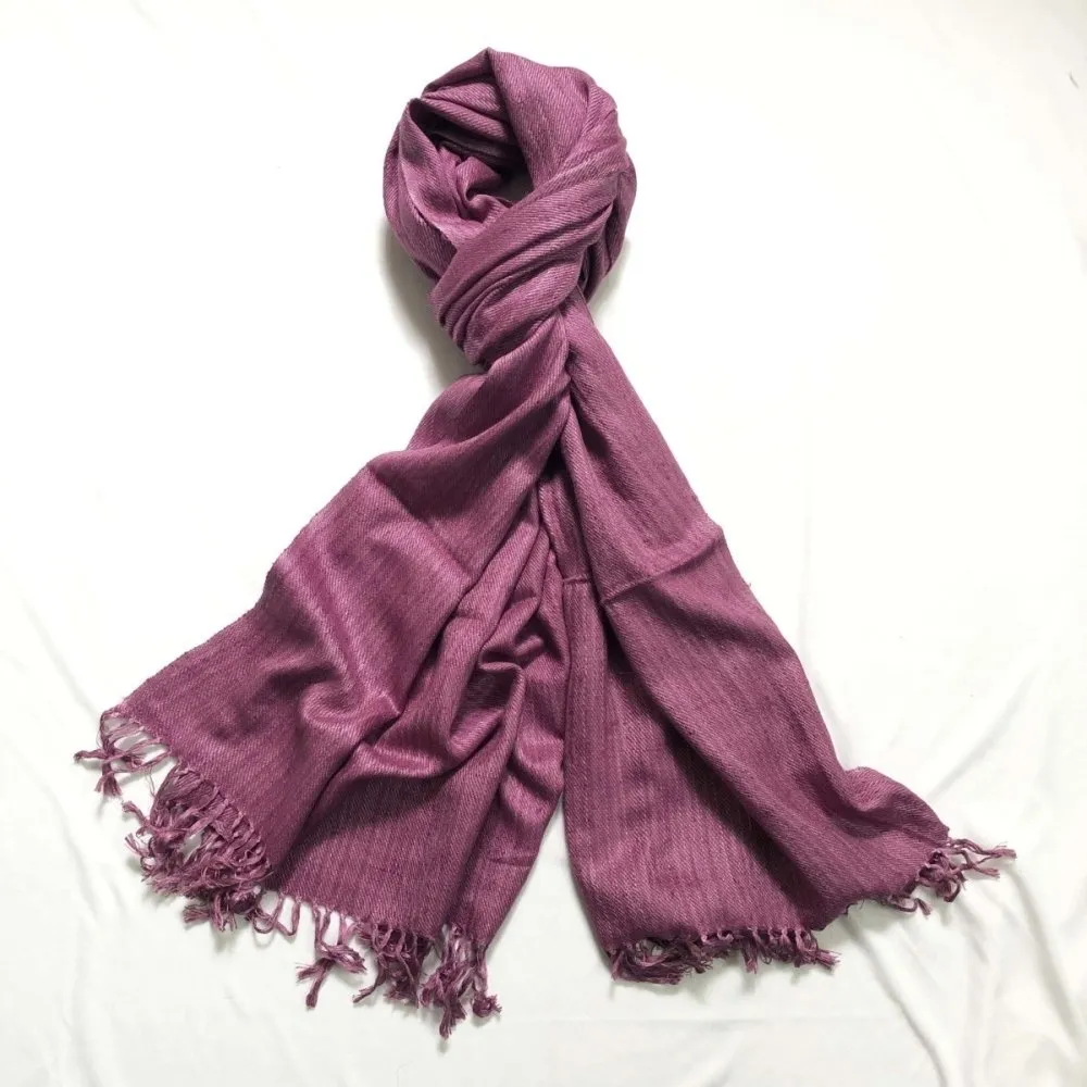 Dark-Rose Pink Coloured Silk & Merino Wool Stole