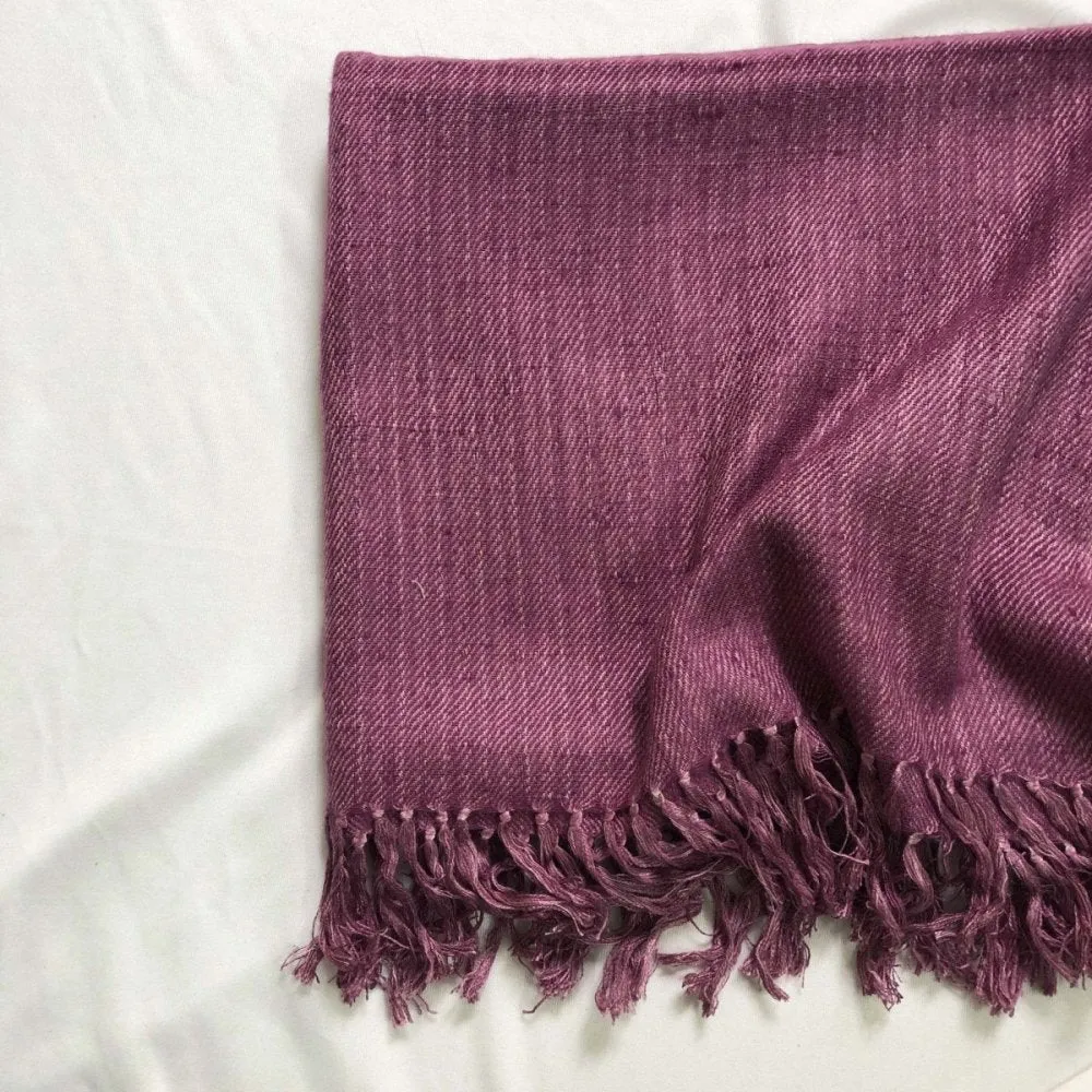 Dark-Rose Pink Coloured Silk & Merino Wool Stole